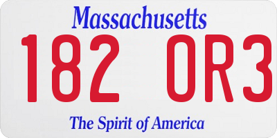 MA license plate 182OR3