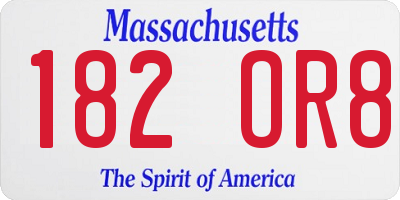 MA license plate 182OR8