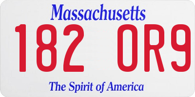 MA license plate 182OR9