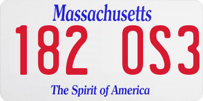 MA license plate 182OS3