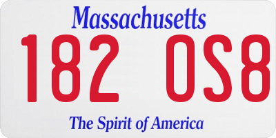 MA license plate 182OS8