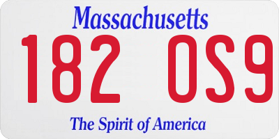 MA license plate 182OS9
