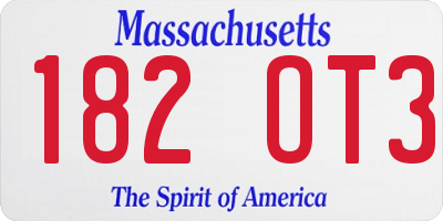 MA license plate 182OT3