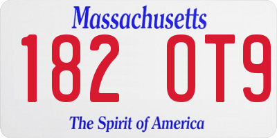 MA license plate 182OT9