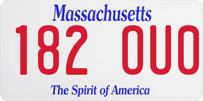 MA license plate 182OU0