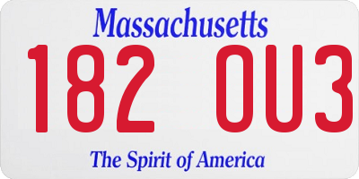 MA license plate 182OU3