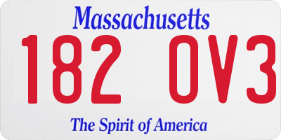 MA license plate 182OV3