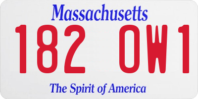 MA license plate 182OW1
