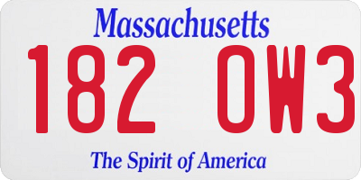 MA license plate 182OW3