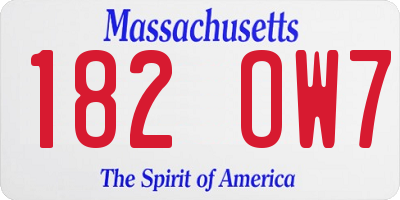 MA license plate 182OW7