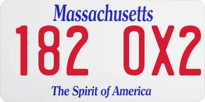 MA license plate 182OX2