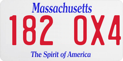 MA license plate 182OX4