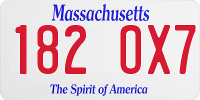 MA license plate 182OX7