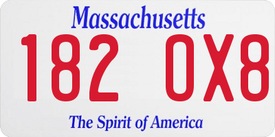 MA license plate 182OX8