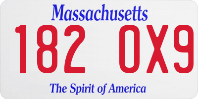 MA license plate 182OX9