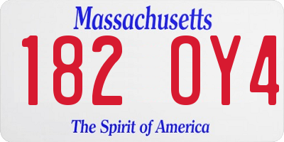 MA license plate 182OY4