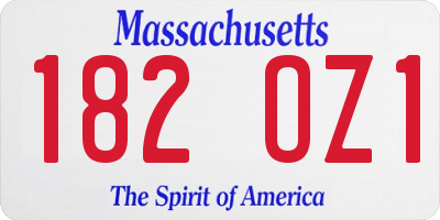 MA license plate 182OZ1