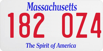 MA license plate 182OZ4