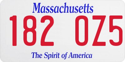 MA license plate 182OZ5