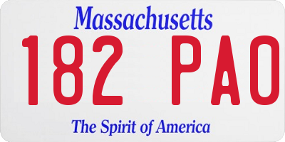 MA license plate 182PA0