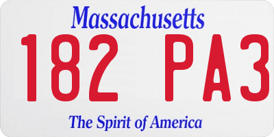 MA license plate 182PA3