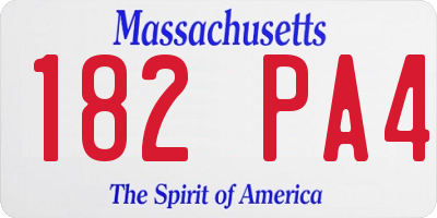 MA license plate 182PA4