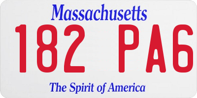 MA license plate 182PA6