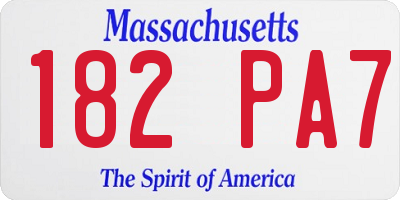 MA license plate 182PA7