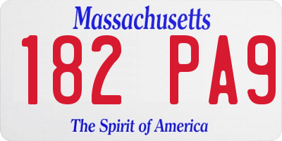 MA license plate 182PA9