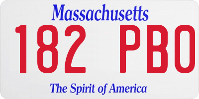 MA license plate 182PB0