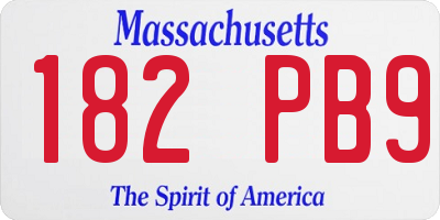 MA license plate 182PB9