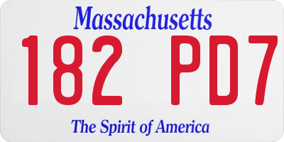 MA license plate 182PD7