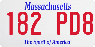 MA license plate 182PD8