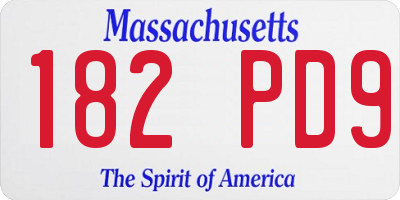 MA license plate 182PD9