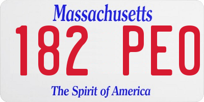 MA license plate 182PE0