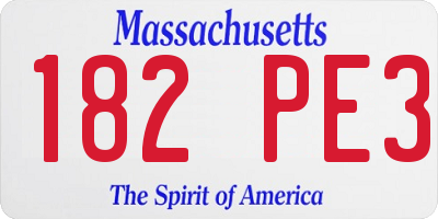 MA license plate 182PE3