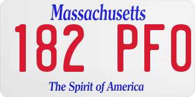 MA license plate 182PF0