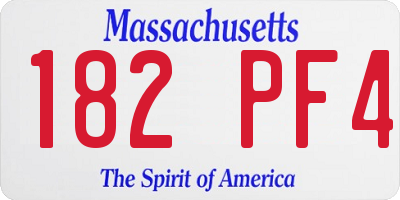 MA license plate 182PF4