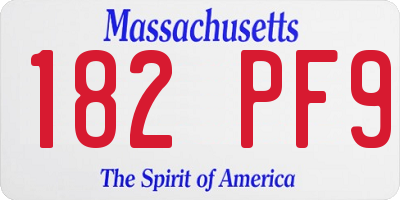 MA license plate 182PF9