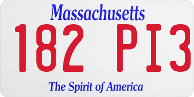 MA license plate 182PI3