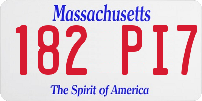 MA license plate 182PI7