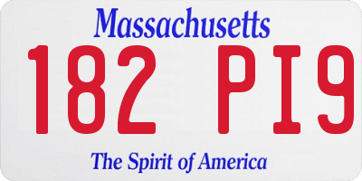 MA license plate 182PI9