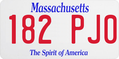 MA license plate 182PJ0