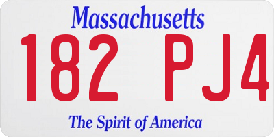 MA license plate 182PJ4