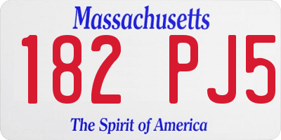 MA license plate 182PJ5