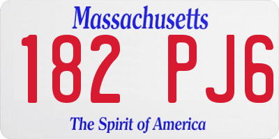 MA license plate 182PJ6