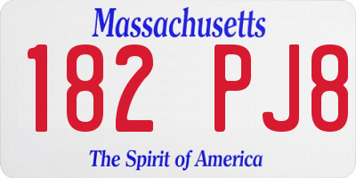 MA license plate 182PJ8