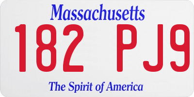 MA license plate 182PJ9