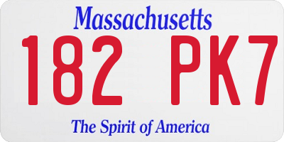 MA license plate 182PK7