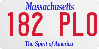 MA license plate 182PL0